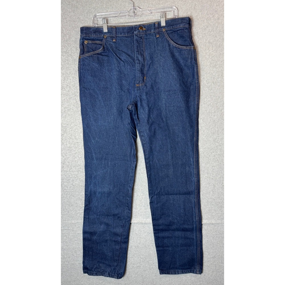 Wrangler Jeans Mens 38 Long Rustler Work Cotton‎ Regular Fit Boot Cut Blue